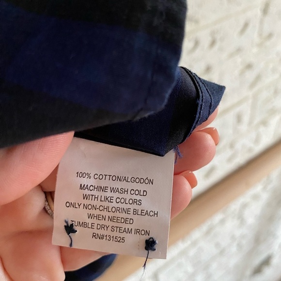 NWT Beverly Hills Polo Club Navy Plaid Shirt - Picture 3 of 7